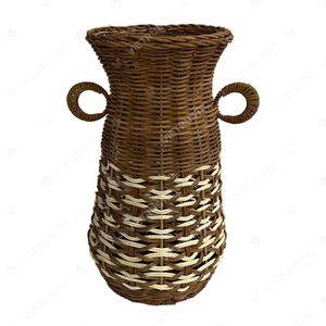 Vase décoratif en bambou et rotin Vietrustic, personnalisable en couleur, avec poignées, pour décoration de table, vase à plantes - Product Image 3