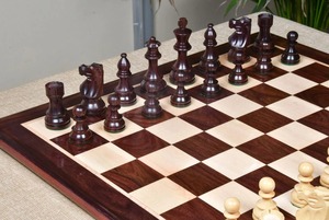 Piezas de ajedrez de madera con peso, estilo francés Lardy, tamaño de torneo, Rey de 3.75 pulgadas, en palisandro indio y boj, al mejor precio. - Product Image 2