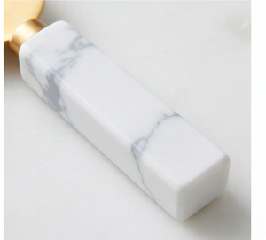 Cuchillos para queso y mantequilla con mango de color blanco mármol, utensilios de cocina, accesorios de cocina, acabado dorado brillante - Product Image 2