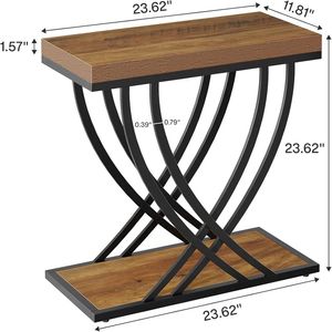 Mesa Estrecha de Doble Capa que Ahorra Espacio, Mesa Auxiliar o de Café con Diseño de Mesitas de Noche para Uso Junto a la Cama - Product Image 6