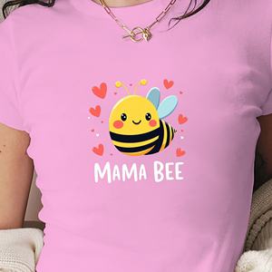 เสื้อยืดสั้นเข้ารูปสำหรับผู้หญิงมาม่าบีพิมพ์ลายผ้าถักสไตล์ Y2K - Product Image 2