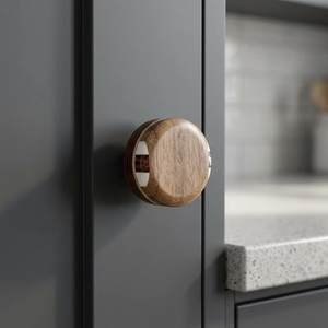 Bouton de meuble rond en bois, design minimaliste, poignée durable pour meubles de cuisine - Product Image 1