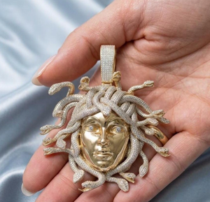 Gold Color Medusa Pendant Necklace Moissanite Charm Link Chain <b>Greek</b> Mythology <b>Jewelry</b> Gift - Product Image 4