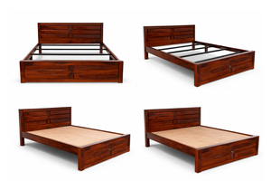 CIA Industries Rosewood Solid Wood Platform <b>Bed</b> King/Queen <b>Single</b> Size Traditional Design <b>Adjustable</b> Slats Without Storage - Product Image 4