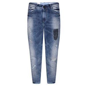 Jeans en denim de qualité professionnelle, coupe droite, pour hommes, avec logo personnalisé, taille et couleur au choix, taille haute, style streetwear - Product Image 1