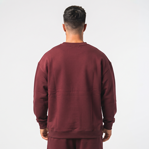 Sweat-shirt à col rond pour homme de haute qualité, couleur vin, en coton doux, décontracté, pour tous les jours - Product Image 2