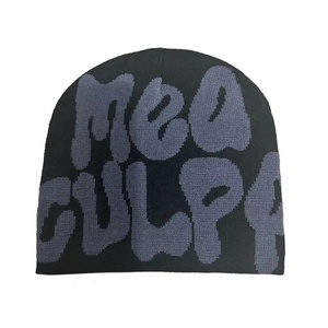 Anime Mea Culpa Y2K Bonnet d'hiver pour femmes Bonnet de ski doublé en satin avec motif à revers pour hommes et femmes Bonnets de ski - Product Image 5