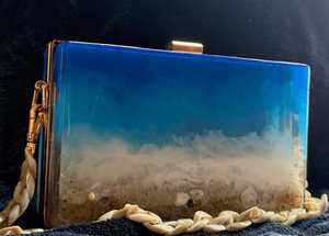 Resin Beach Wave Clutch with Real Shells – Ocean Foam Evening <b>Bag</b>, Destination Wedding <b>Bag</b> - Product Image 3