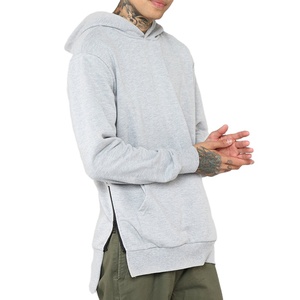 Sudadera con capucha y cremallera lateral para hombre, ropa de calle lisa con logotipo personalizado, venta al por mayor - Product Image 1