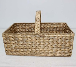 Handwoven Rustic Water Hyacinth <b>Rectangular</b> Picnic <b>Basket</b> with Handle Eco-Friendly for Bathrooms - Product Image 1