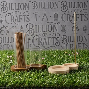 Porte-encens en bois avec support en verre et laiton, base en bois, diffuseur d'aromathérapie, utilisation toute saison - Product Image 5