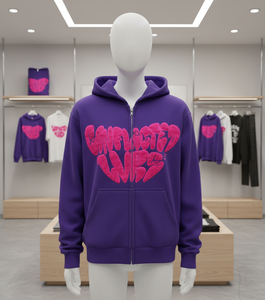 Sweat à capuche zippé Rexfit Sports Premium Streetwear délavé à l'acide, en tissu épais, brodé et imprimé, OEM ODM - Product Image 4