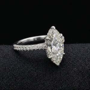 Anillo de Compromiso Minimalista de Lujo con Diamante de Corte Marquesa de 3 Quilates, Oro Blanco de 14k, Certificado, Anillo de Boda Solitario, Regalo de Alta Calidad - Product Image 3