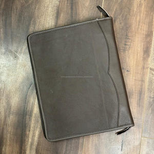 Western A4 Length <b>Paper</b> Zipper Hand Tooled Leather Business Conference Customized Genuine Leather Document Portfolio <b>File</b> - Product Image 5