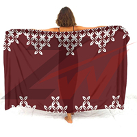 Sarong Polynésien Personnalisé en Dentelle Imprimée pour Femme, Paréo Floral de Plage, Tenue Décontractée d'Été en Tissu Tricoté en Polyester, Taille Naturelle