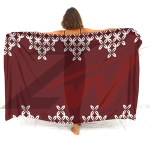 Custom Print Lace Polynesian <b>Sarong</b> Women Floral Beach Wrap Summer Casual Wear Knitted Polyester Fabric Natural Waistline - Product Image 2