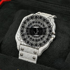 Reloj de Lujo con Diseño de Dibujos Animados, Caja Cuadrada Antigua, Cuarzo, Acero Inoxidable, Diamantes Moissanite, Analógico, 38mm, Cristal de Zafiro, Cronógrafo - Product Image 1