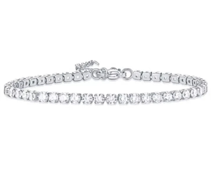 Pulsera de tenis de acero inoxidable con circonita cúbica, cadena de eslabones ajustable, regalo de joyería - Product Image 1
