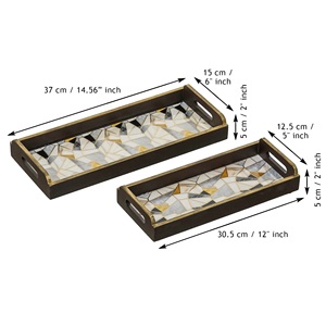 <b>Square</b> Shape High Quality Wooden Serving Trays With Handles For Breakfast in Bed Lunch Dinner Parties Retro Enamel Tea Tray - Product Image 2