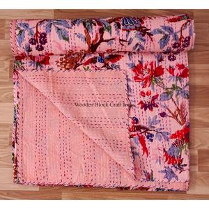 Manta Larga de Algodón Reversible con Estampado Floral, Hecha a Mano, Ecológica, Estilo Vintage Kantha, para el Hogar - Product Image 5