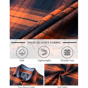 Bon Fournisseur, Nouvelle Collection, Nouveau Design, Chemise en Flanelle à Carreaux Orange et Noir, Manches Longues, Boutonnée, Style Casual, avec Deux Poches - Product Image 5