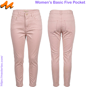 Pantalones de Mujer de Cinco Bolsillos, Corte Ajustado, Tela Transpirable para Toda Temporada, Mezcla de Algodón, Poliéster y Spandex, 9.29 oz, Corte Recto - Product Image 1
