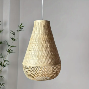 Lámpara Colgante Cónica de Bambú para Decoración de Techo, Lámpara Tejida Natural - Product Image 1
