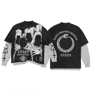 เสื้อยืดคอตตอนเจอร์ซีย์พรีเมียม 200 GSM แบบสองชั้น คอกลม แขนสั้น สีดำขาว แขนเสื้อแบบซ้อนทับ พิมพ์ลายโลโก้ตามสั่งด้วยเทคนิคซิลค์สกรีน - Product Image 1