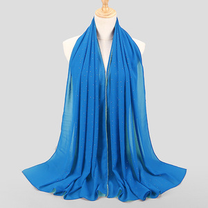 Women's Soft Polyester Chiffon Rhinestone Long Scarf <b>Shawl</b> Hijab Head <b>Wrap</b> with Solid/Plaid/Floral Patterns Breathable - Product Image 4
