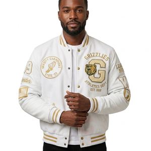 Chaqueta Varsity de Béisbol para Hombre, Talla Grande, con Logotipo Bordado Personalizado, Impermeable, Transpirable y Ecológica, con Botones, Modelo 2026, Superventas - Product Image 1