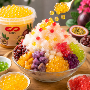 KEIFU-Mango Popping <b>Boba</b> Pearl Juice Ball Instant Bursting OEM/ODM for <b>Bubble</b> Tea Drink Topping 3.2kg Bottle Ready-to-Eat - Product Image 3