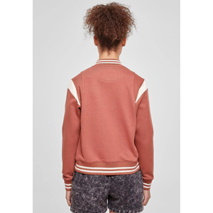 Chaqueta Varsity Rosa Polvoriento con Franjas Blancas en los Hombros y Logotipo Personalizado - Product Image 2