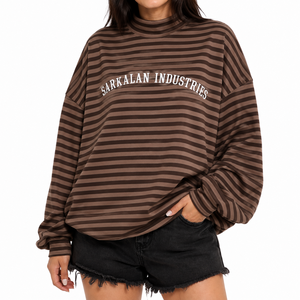 Women's Oversized Mockneck <b>Sweatshirt</b> Premium Cotton Terry Custom <b>Embroidery</b> & Printing Casual Wear Wholesale Factory - Product Image 1