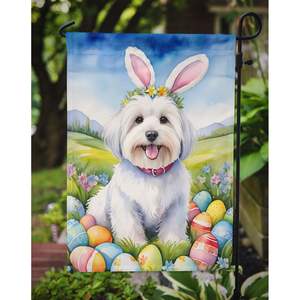 Coton De Tulear Chasse Aux Oeufs De Pâques Drapeau De Jardin Multicolore Boîte Aux Lettres Décorative Bannière De Cour pour Patio Oeuvre Fleur Cour Pelouse Signe - Product Image 3
