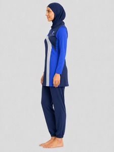 Nouvelle Collection Ensemble burkini modeste Maillot de bain à manches longues Maillot de bain sportif Burkinis islamiques Uni Coupe haute Lettres/Imprimés - Product Image 5