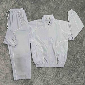 Nylon Jogging Suits <b>Windbreaker</b> Tracksuits Set <b>Black</b> with Custom logo Embroidery Patch Sweatsuits - Product Image 5