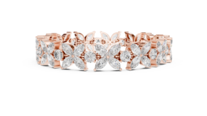 Rose Gold Floral Diamond Bracelet Marquise Cut Jewelry for Wedding Engagement Party - Product Image 2