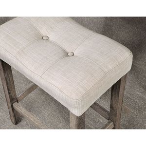 Transitional 5pc Counter Height <b>Dining</b> Set Gray HT <b>Table</b> with 4 Linen-Beige Cushion Seat <b>Stools</b> for Your <b>Dining</b> Room - Product Image 3