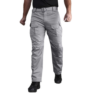 DAIZEN STAR INTERNATIONAL Men's Gray Cargo Pants Multiple Pockets High Waist Quick Dry Ripstop Polyester Summer Workwear Style - Product Image 2