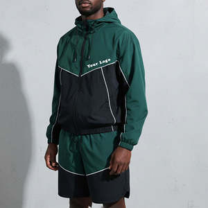 <b>Men</b> Lightweight Hooded Windbreaker <b>Jacket</b> Color Blocking Full Sleeve Spring Outdoor Sporty Design Breathable Polyester Tracksuit - Product Image 2