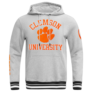 Clemson University Classic Men's 100% Cotton Fleece Hoodies Patrón sólido Logotipo apilado Cuello redondo bordado para primavera - Product Image 1