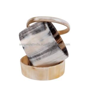 Brazaletes de cuerno con incrustaciones GlintLine | Brazaletes de ancho clásico con rayas de incrustaciones de latón o cobre | Lujo hecho a mano - Product Image 6
