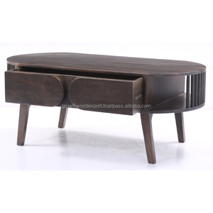 2024 Table basse en bois à 2 côtés de qualité supérieure avec 2 tiroirs Meubles de console de salon modernes de luxe - Product Image 5