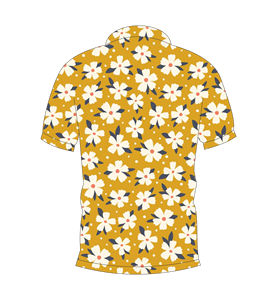 เสื้อโปโลพิมพ์ลายดอกไม้สีเหลืองมัสตาร์ดสำหรับผู้ชายแขนสั้นลำลองแฟชั่นฤดูร้อนเสื้อโปโลกอล์ฟ - Product Image 2