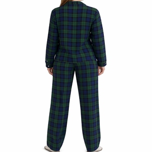 Pyjama pour femmes, manches longues, à carreaux, deux pièces, doux et confortable, tissu léger, coutures durables - Product Image 2