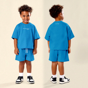 Ensembles de t-shirts et shorts pour enfants de qualité supérieure, 100 % coton, vêtements d'été pour enfants, ensembles 2 pièces, shorts pour garçons, filles, unisexe, vêtements pour enfants - Product Image 3