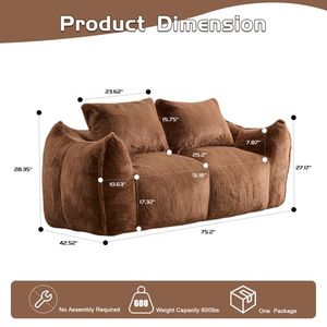 Divano Pouf Ultra Morbido e Soffice, Gigante Poltrona a Sacchetto per Adulti, Chaise Longue Oversize per Soggiorno Interno - Product Image 3