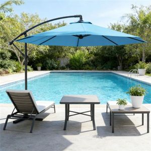 Sombrilla Azul para Terraza con Base para Uso en Exteriores y Patios, Sombrillas y Bases para Patio - Product Image 1