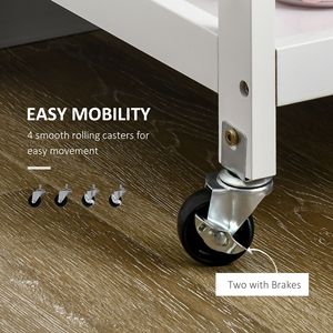 Carrello da Cucina Moderno Effetto Bambù con Ruote e Ripiano a Doghe Regolabile - Product Image 5