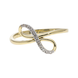 แหวนทองคำแท้ 14K สไตล์อาร์ตเดโค ดีไซน์เกลียวอินฟินิตี้ ประดับเพชร สามารถสวมซ้อนกันได้ แหวนสำหรับผู้หญิง สื่อถึงความรักนิรันดร์ - Product Image 1